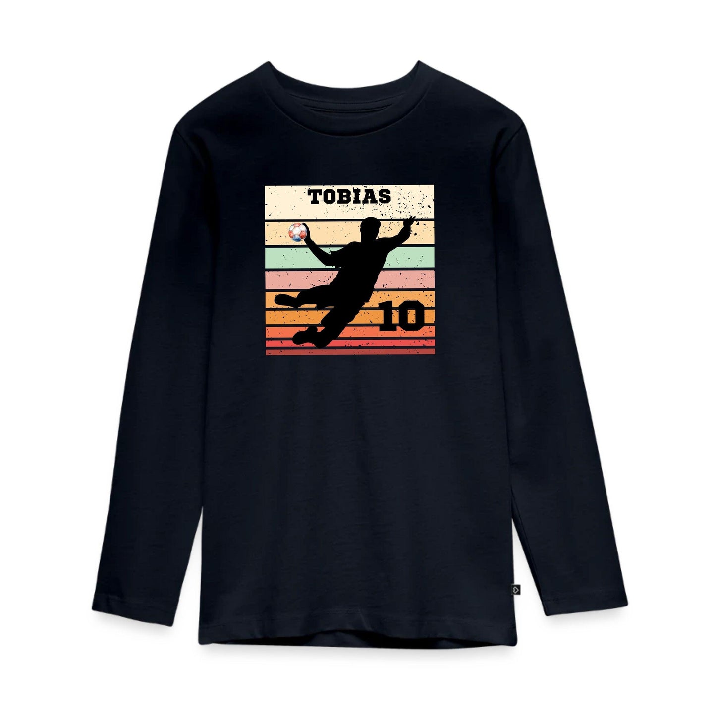 Handball Langarm Geburtstagsshirt Kinder – personalisiert mit Name & Zahl