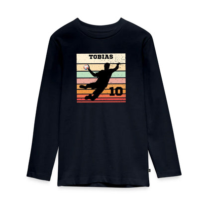 Handball Langarm Geburtstagsshirt Kinder – personalisiert mit Name & Zahl - Ansicht 3