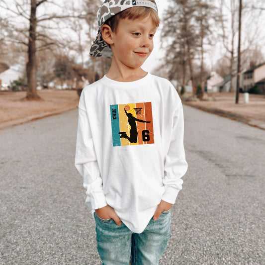 Basketball Langarm Shirt Kinder personalisiert – personalisiert mit Name & Zahl - Ansicht 2