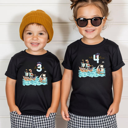 Piraten Shirt für Kinder - personalisiert mit Name & Zahl - Seeräuber Geburtstagsshirt - Ansicht 3