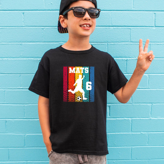 Retro Fußball Geburtstag Shirt Junge – personalisiert mit Name & Zahl - auch für Erwachsene