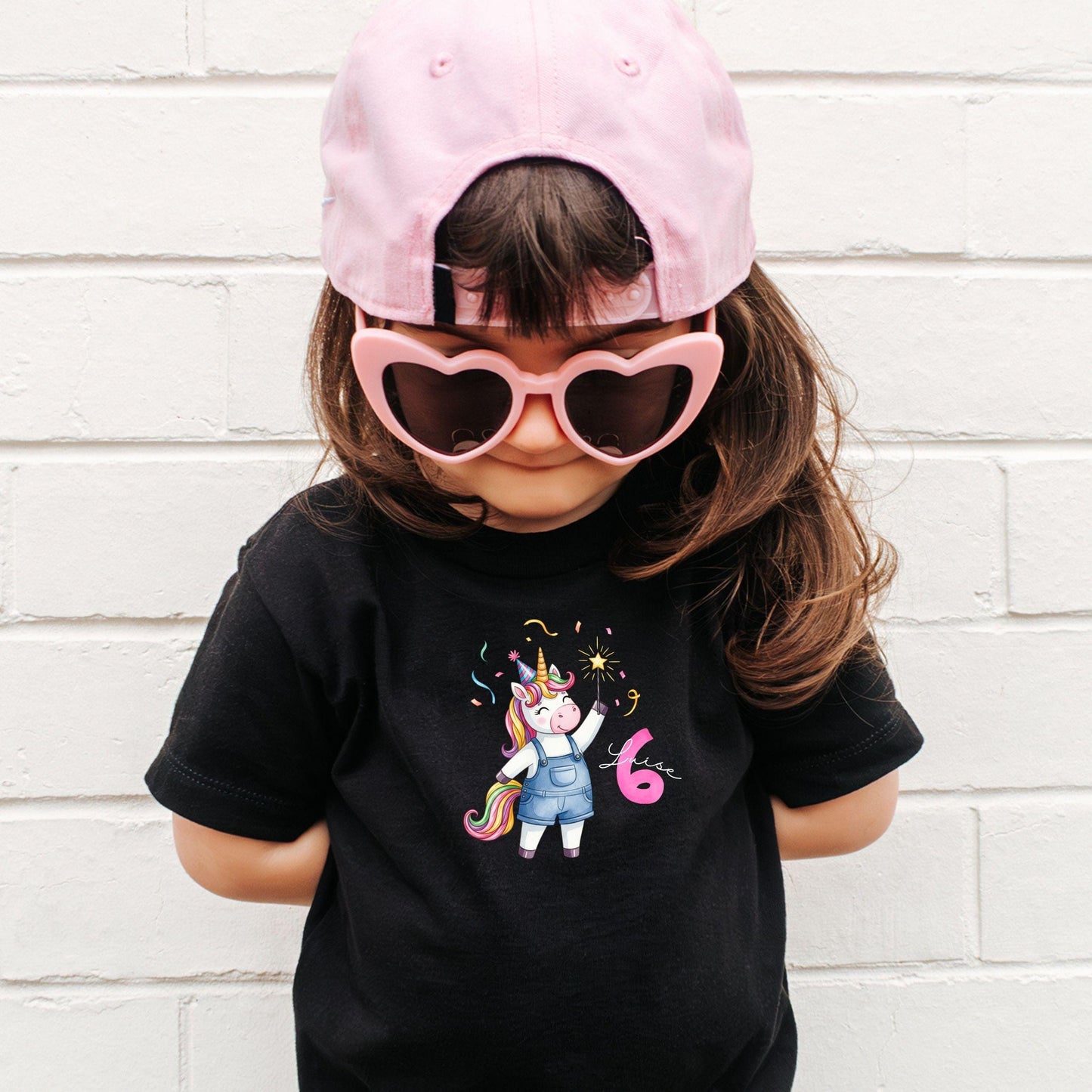Einhorn Shirt für Mädchen - personalisiert mit Name & Zahl