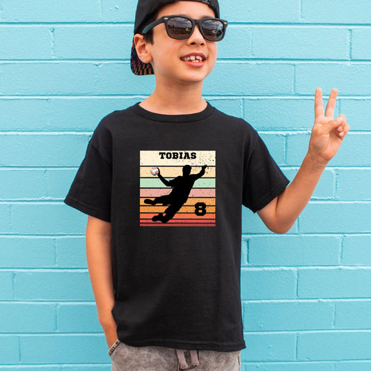 Handball Geburtstag Shirt für Kinder - personalisiert mit Name & Zahl - Handballspieler Geburtstagsshirt - auch für Erwachsene