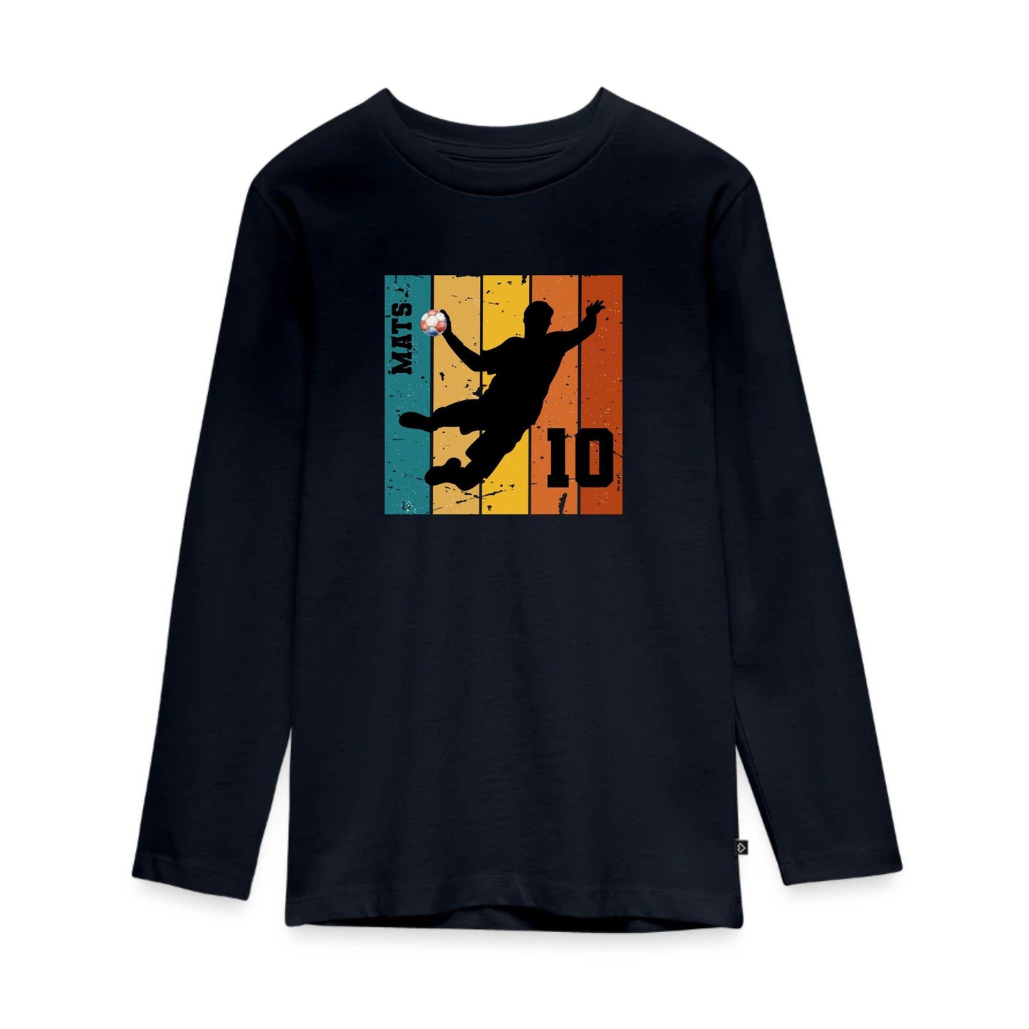 Handball Langarm Geburtstagsshirt Kinder – personalisiert mit Name & Zahl