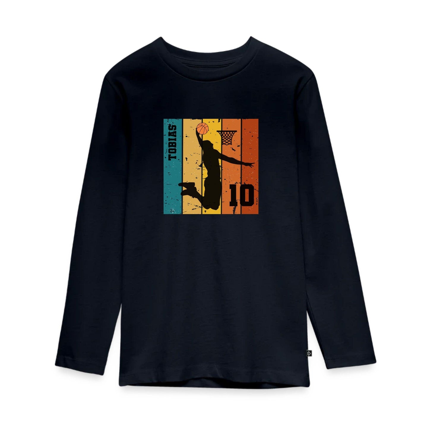 Basketball Langarm Shirt Kinder personalisiert – Name & Zahl