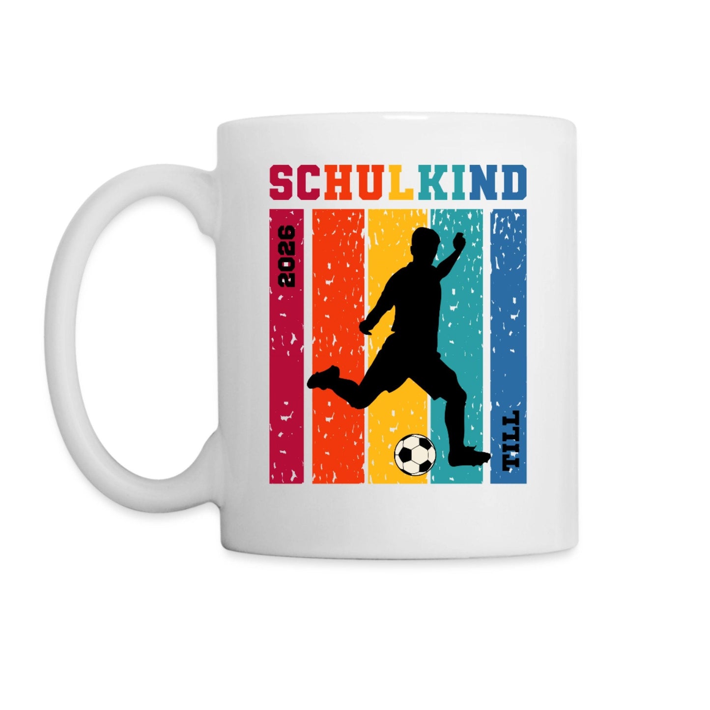 Fußball Schulkind Tasse 2026 personalisiert - Einschulung Geschenk Jungs & Mädchen