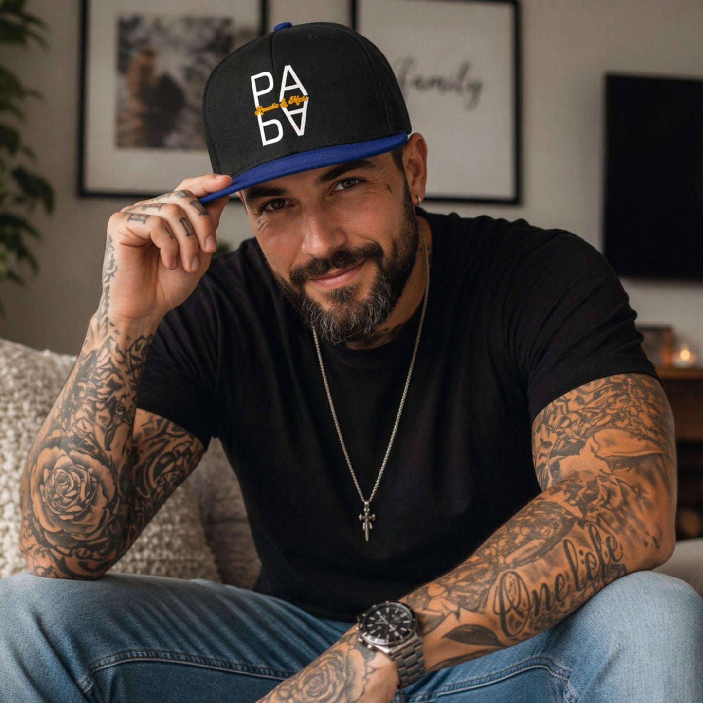 Papa Snapback Cap personalisiert mit Namen – Geschenk für Papa