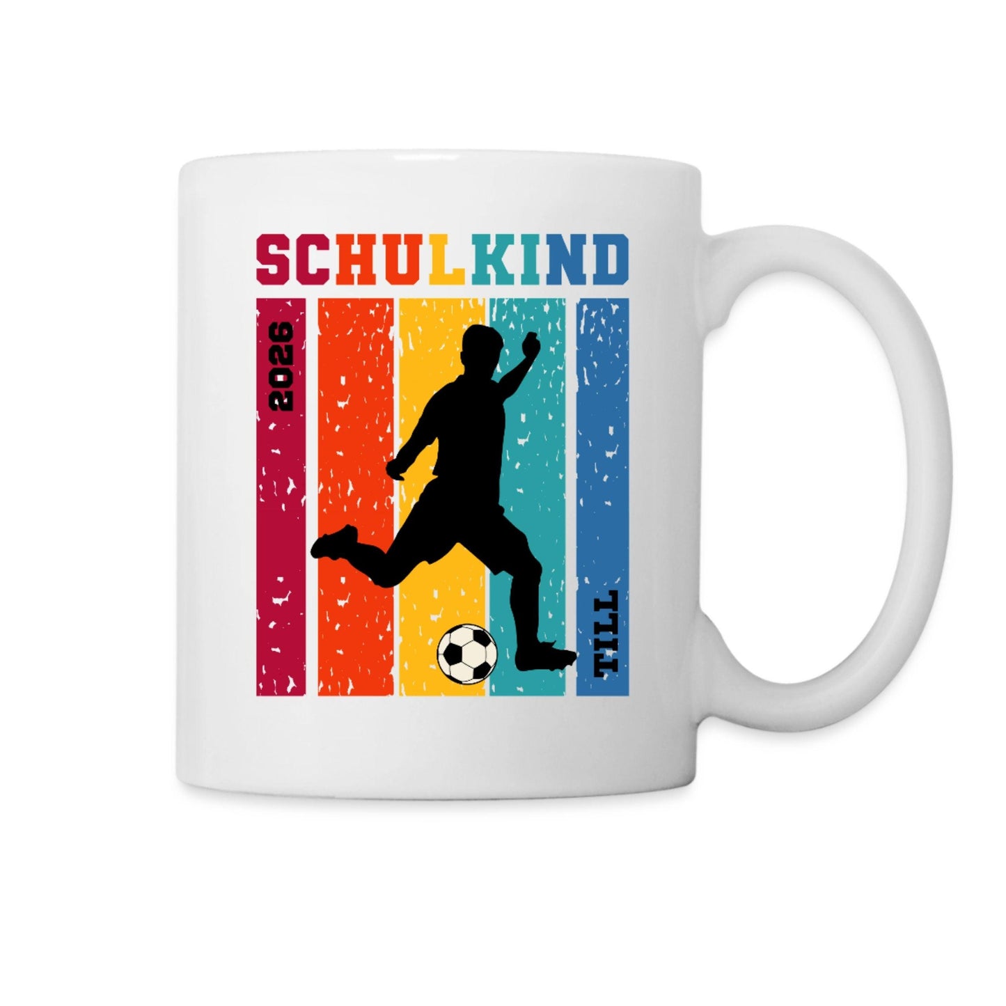 Fußball Schulkind Tasse 2026 personalisiert - Einschulung Geschenk Jungs & Mädchen