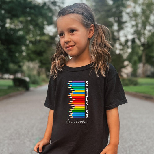 Einschulung Shirt Schulkind Buntstifte - personalisiert mit Name - Ansicht 2