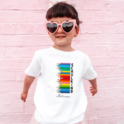 Einschulung Shirt Schulkind Buntstifte - personalisiert mit Name - Ansicht 1