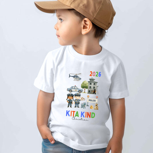 Polizei Kita Kind 2026 T-Shirt – personalisiert mit Name & Jahr Kita Start - Ansicht 1