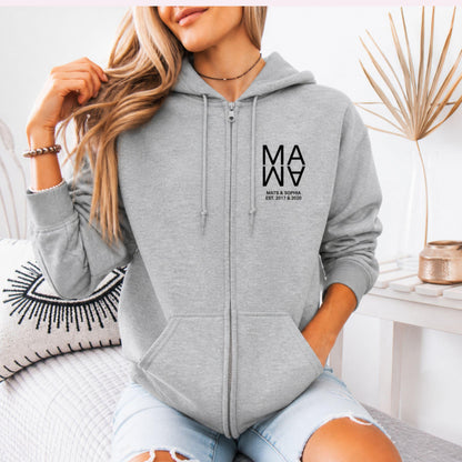 Mama Sweatjacke Zip Hoodie- Personalisiert mit Kindername & Geburtsjahr - Ansicht 3