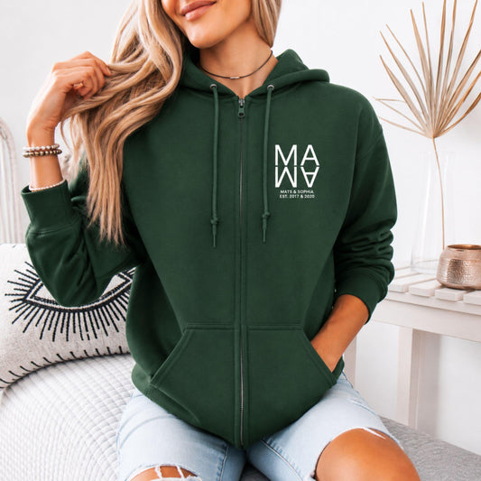 Mama Sweatjacke Zip Hoodie- Personalisiert mit Kindername & Geburtsjahr - Ansicht 2