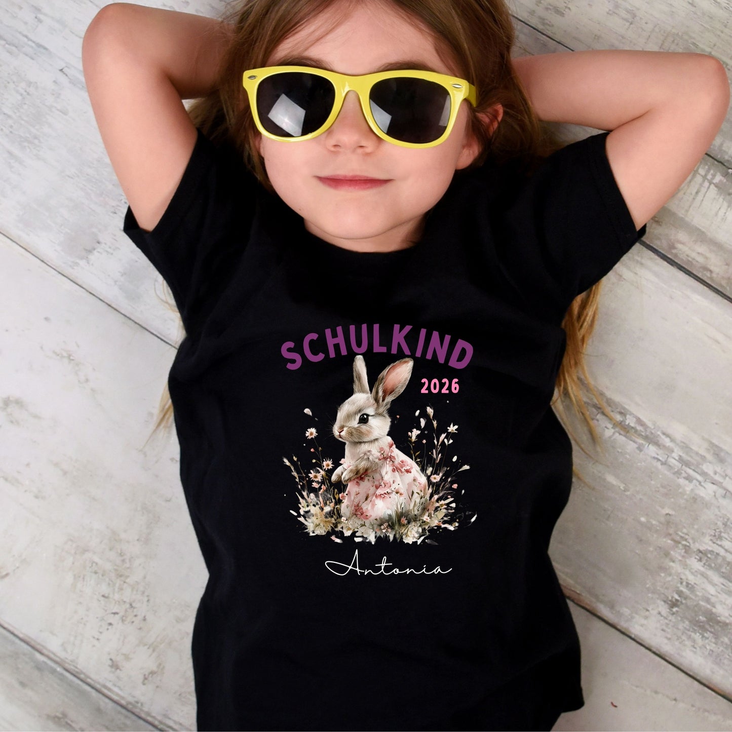 Hase Schulkind Shirt personalisiert mit Name & Schuljahr |
